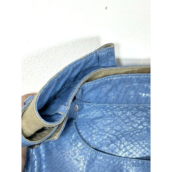 ASOS DESIGN‎ Light Blue Faux Crocodile Leather Straight Leg Pants Size 26 Y2K - Picture 11 of 14